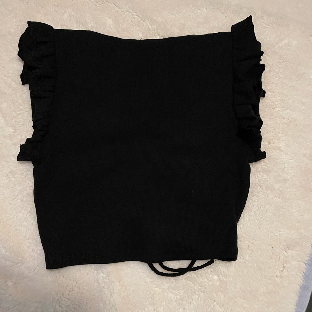 ZARA Womens ruffled sleeve crop top, size large - Picture 7 of 8